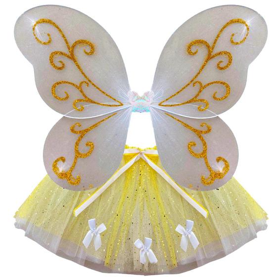 Imagem de Kit Fantasia Infantil Menina Carnaval Brilho Princesa Borboleta Encantada Tule Festa Asa Bloquinho Halloween Fadinha