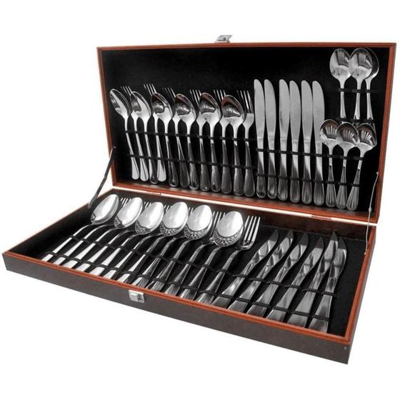 Kit Faqueiro Maleta Talheres Aço Inox Casita 42 Peças Menor preço em Kit Faqueiro Maleta Talheres Aço Inox Casita 42 Peças