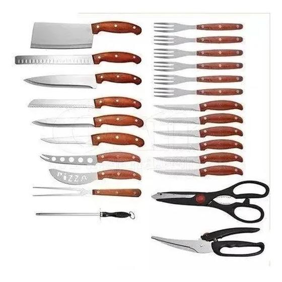 Kit Faqueiro para Churrasco com Maleta 25pçs Menor preço em Kit Faqueiro para Churrasco com Maleta 25pçs