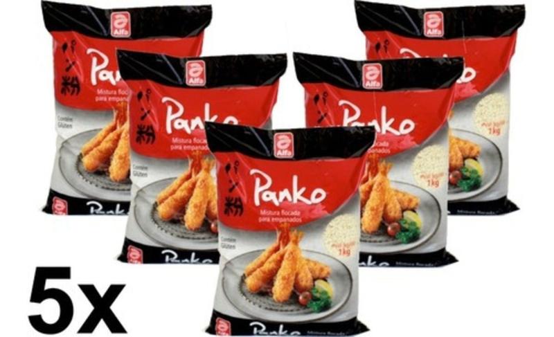 Imagem de Kit Farinha Flocada para Empanar Panko 5un 1kg Alfa