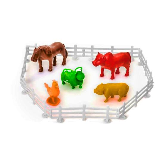 Imagem de Kit Farm Fazendinha Cercadinho e 5 Animais Brinquedo Barato