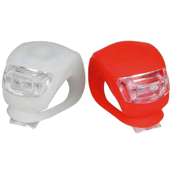 Imagem de Kit Farol Atrio Bike Dianteiro E Traseiro Silicone Branco e Vermelho BI050