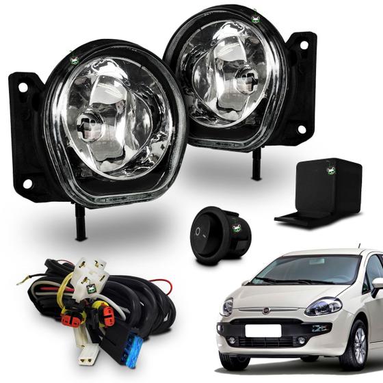 Imagem de Kit Farol Auxiliar Milha Fiat Punto 2012 2013 2014 Botao Tic Tac