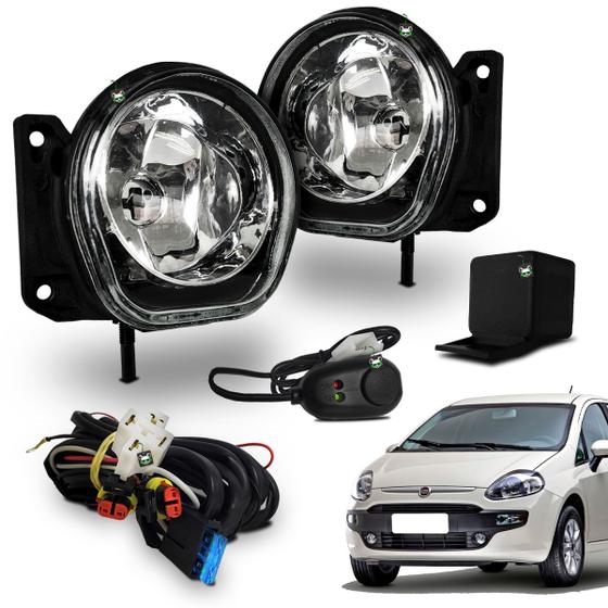 Imagem de Kit Farol Auxiliar Milha Punto 2012 2013 2014 Botao Colante