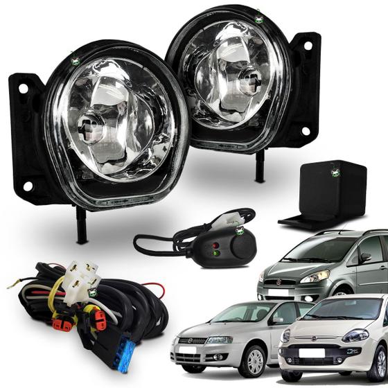 Imagem de Kit Farol Auxiliar Milha Punto 2012 2013  2014 Idea 2012 2013 2014 2015 2016 Stilo 2008 2009 2010 2011  Botao Colante