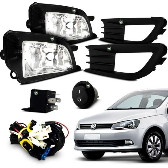 Imagem de Kit Farol Auxiliar Milha Voyage G6 2013 2014 2015 2016 Moldura Preta Botao Tic Tac