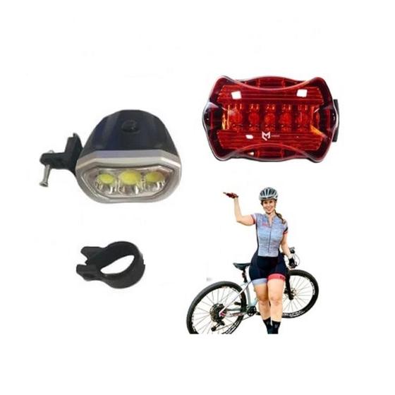 Imagem de Kit farol bike acessorios lanterna traseira dianteira bicicleta led sinalizador segurança patinete