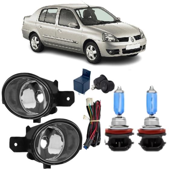 Imagem de Kit farol de milha auxiliar neblina clio sedan 03 04 05 06 07 08 09 10 11 12 vidro + h11 sb