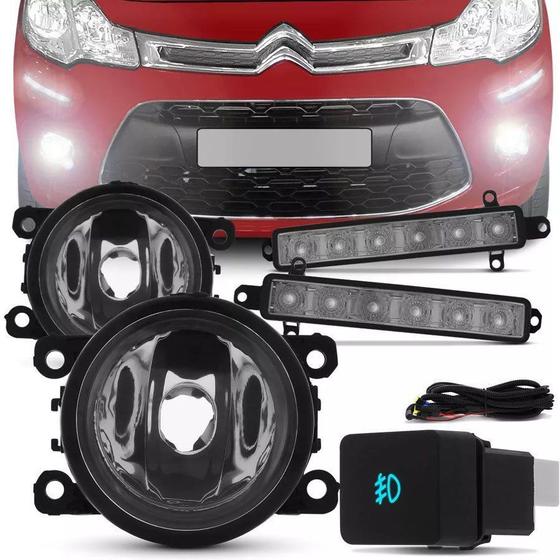 Imagem de Kit Farol de Milha Completo Citroen C3 2013 14 15 16 17 Com Lâmpada Auxiliar Daylight 6 Led's