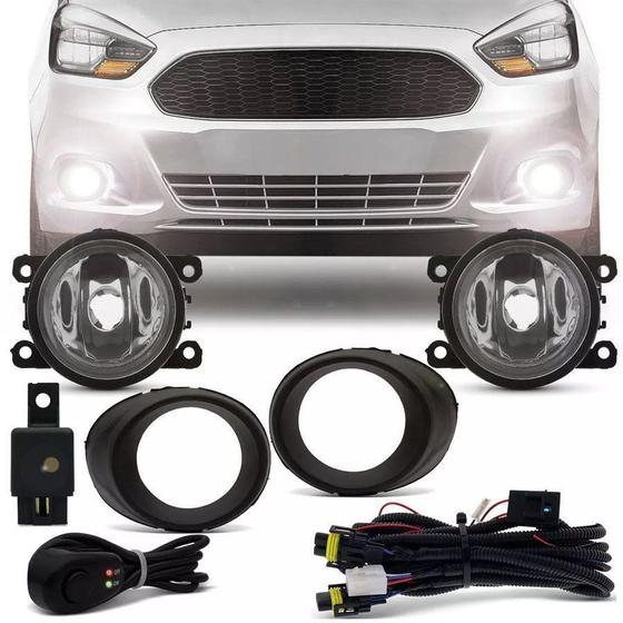 Imagem de Kit Farol de Milha Completo Ford Ka 2015 16 17 18 19 Botão Alternativo Auxiliar Neblina