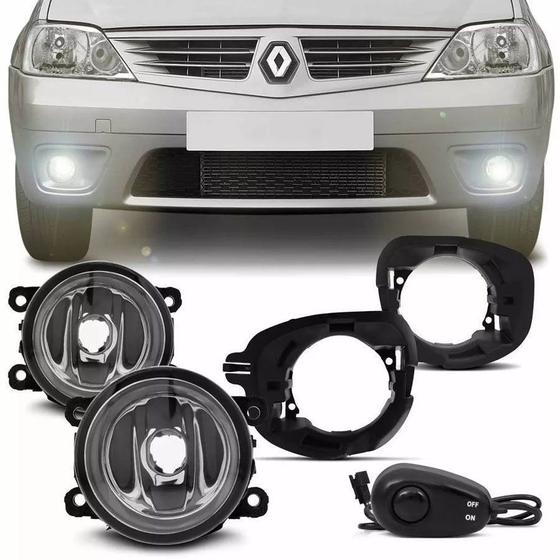 Imagem de Kit Farol de Milha Completo Renault Logan 2006 07 08 09 10 11 Sandero 2007 08 09 10 11 Auxiliar Neblina