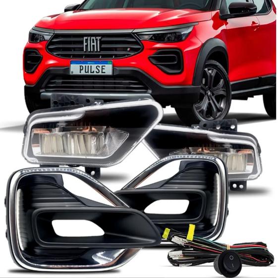 Kit Farol De Milha Fiat Pulse Drive 2022 2023 + Moldura Cromada Menor preço em Kit Farol De Milha Fiat Pulse Drive 2022 2023 + Moldura Cromada