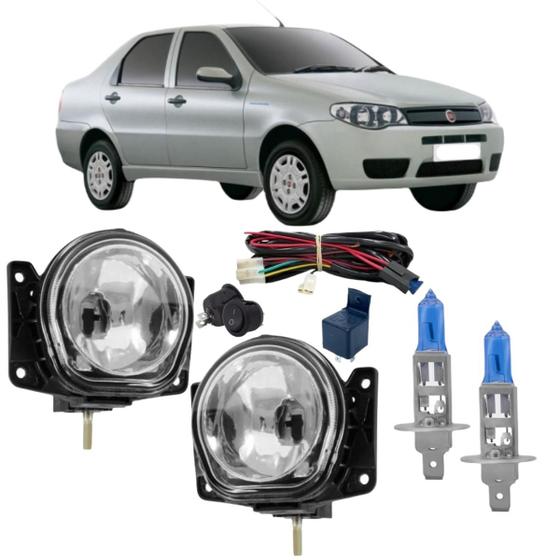 Imagem de Kit farol de milha fiat siena 20012016 vidro + super branca