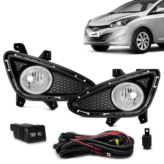 Imagem de Kit Farol de Milha Hyundai Hb20 2013 a 2015 Com Grade modelo Original Botão Trip