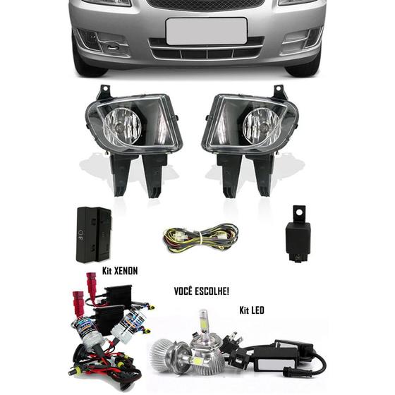 Imagem de Kit Farol de Milha Neblina Chevrolet Novo Celta 2012 à 2016 + Kit Xenon 6000K / 8000K ou Kit Lâmpada Super LED 6000K