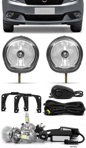 Imagem de Kit Farol de Milha Neblina Fiat Grand Siena 2012 até 2021 + Kit Lâmpada Super LED 6000K