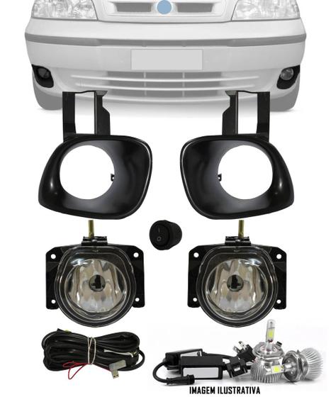Imagem de Kit Farol de Milha Neblina Fiat Palio Siena Palio Weekend Strada 2001 até 2003 Palio Fire Siena Fire 2003 até 2007 Botão Alternativo + Kit Lâmpada Sup