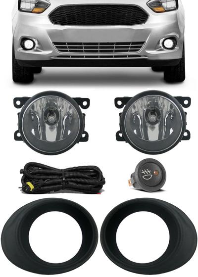 Imagem de Kit Farol de Milha Neblina Ford Novo Ka 2015 2016 2017 2018 2019 2020 2021 - Botão Alternativo