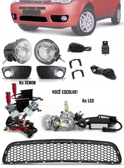 Imagem de Kit Farol de Milha Neblina + Grade Para-choque Central Fiat Palio Celebration 2004 à 2011 + Kit Xenon ou LED