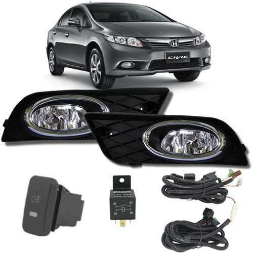 Kit Farol de Milha Neblina Honda New Civic 2012 / 2013 / 2014 - Botão Painel Menor preço em Kit Farol de Milha Neblina Honda New Civic 2012 / 2013 / 2014 - Botão Painel