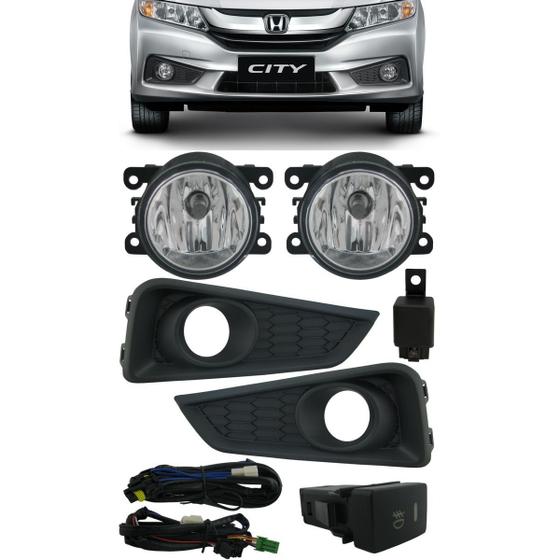 Kit Farol de Milha Neblina Honda Novo City 2014 2015 - Interruptor Modelo Original + Moldura Preta Menor preço em Kit Farol de Milha Neblina Honda Novo City 2014 2015 - Interruptor Modelo Original + Moldura Preta