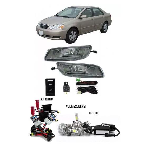 Imagem de Kit Farol de Milha Neblina Toyota Corolla 2005 2006 2007 2008 + Kit Xenon 6000K / 8000K ou Kit Lâmpada Super LED 6000K