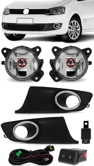 Imagem de Kit Farol de Milha Neblina Vw Fox e Spacefox 2010 2011 2012 2013 2014 - Botão Painel Quadrado