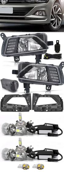 Kit Farol de Milha Neblina Vw Virtus e Novo Polo 2018 2019 2020 2021 2022 Com LED Daylight DRL + LED Milha + LED Farol Baixo Menor preço em Kit Farol de Milha Neblina Vw Virtus e Novo Polo 2018 2019 2020 2021 2022 Com LED Daylight DRL + LED Milha + LED Farol Baixo