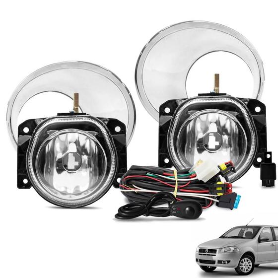 Imagem de Kit Farol de Milha Palio EL 2009 a 2011 Botão Alternativo e Moldura Cromada