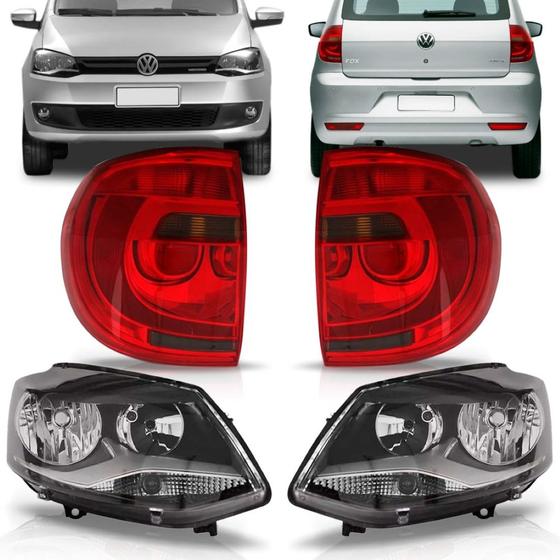 Imagem de Kit farol fox 2010 a 2014 duplo negro + par lanternas fumê