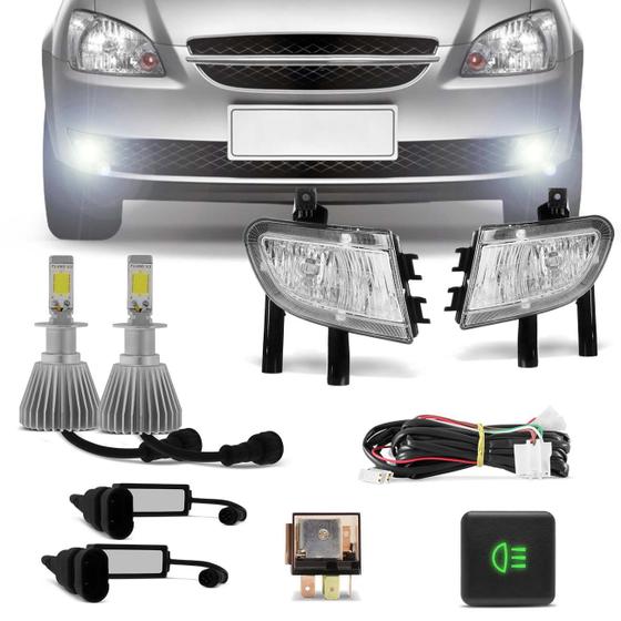 Imagem de Kit Farol Milha Corsa Classic 2010 a 2016 Auxiliar Neblina + Par Lâmpadas Super LED 6000k