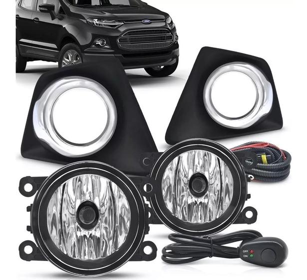 Imagem de Kit Farol Milha Ecosport 2013 A 2017 Cromado Botão Universal FGS0404FD Suns