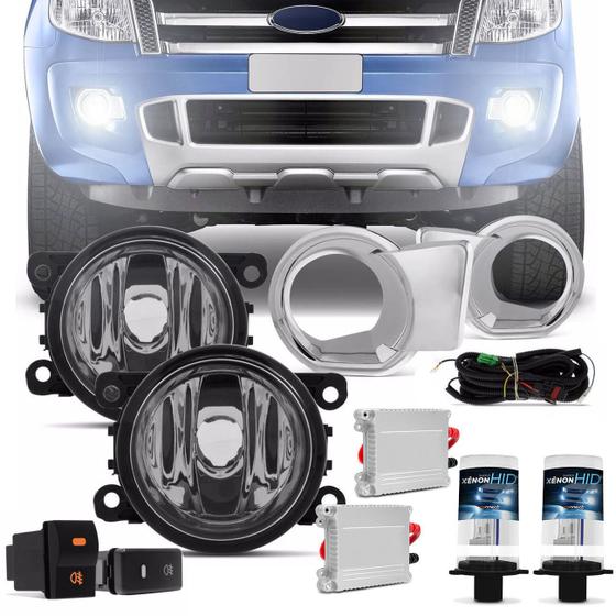 Kit Farol Milha FORD Ranger 2012 a 2015 Aro Cromado com Par Xênon H11 8000K Reator Anti Flicker Menor preço em Kit Farol Milha FORD Ranger 2012 a 2015 Aro Cromado com Par Xênon H11 8000K Reator Anti Flicker
