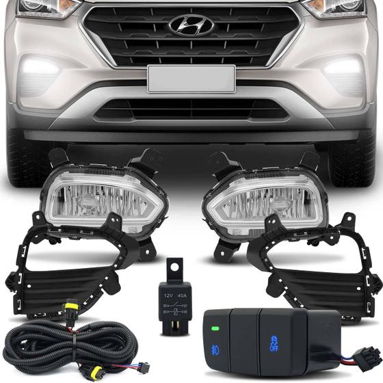 Imagem de Kit Farol Milha Hyundai Creta 2017 2018 2019 Auxiliar Neblina Botão Modelo Original