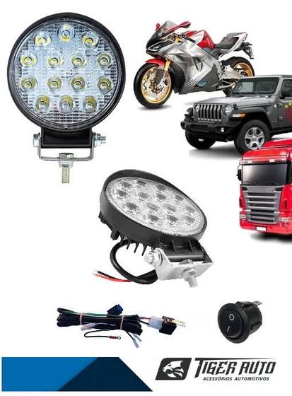 Imagem de Kit Farol Milha Onibus Caminhao Motos Maquinas14 Led Redondo