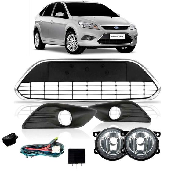 Imagem de Kit Farol Milha Para Ford Focus 09 A 2013 + Grade Parachoque