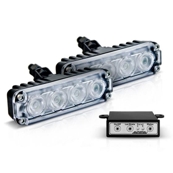 Imagem de Kit Farol Power LED Slim 4W Branco Com Módulo