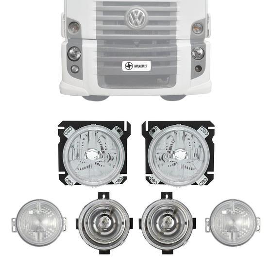 Imagem de Kit Farol VW Constellation com Pisca e Farol de Milha Liso IAM Completo 2006 2007 2008 / 2022