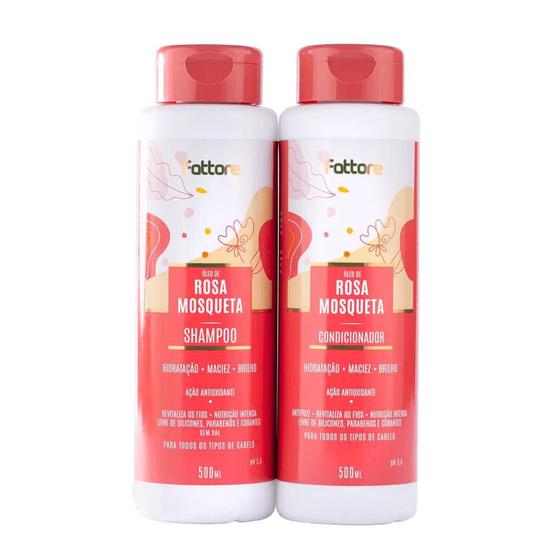 Imagem de Kit Fattore Rosa Mosqueta - Shampoo 500ml e Condicionador 500ml 