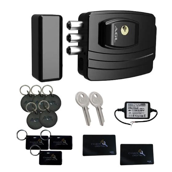 Kit fechadura eletronica agl ultra card preta - 10 tags total Menor preço em Kit fechadura eletronica agl ultra card preta - 10 tags total