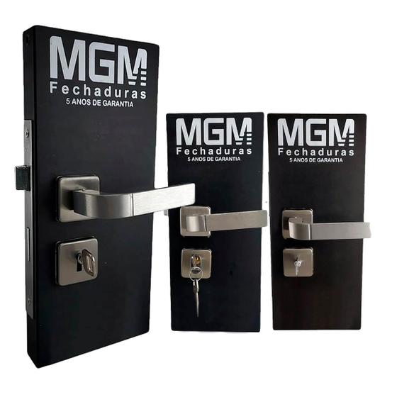 Kit Fechadura Porta Quarto Banheiro e Externa Roseta Modena MGM Menor preço em Kit Fechadura Porta Quarto Banheiro e Externa Roseta Modena MGM