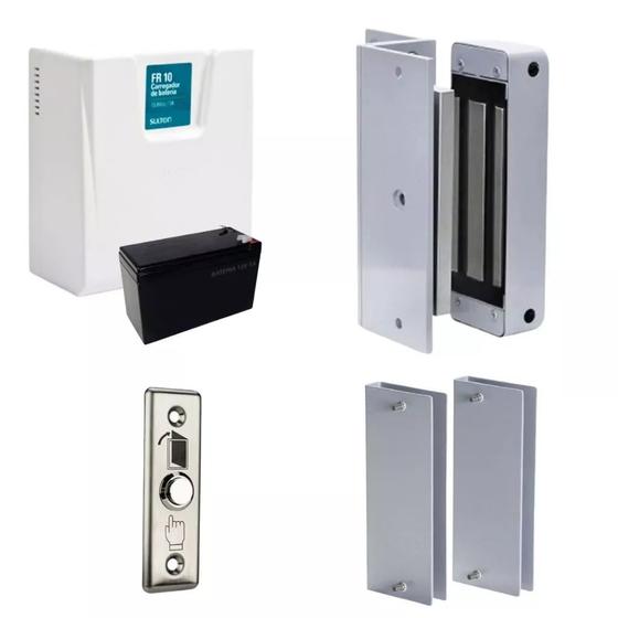 Kit Fechadura Trava Magn tica Eletroim Para Porta De Vidro Com Suporte Kit Fechadura Trava Magn tica Eletroim Para Porta De Vidro Com Suporte