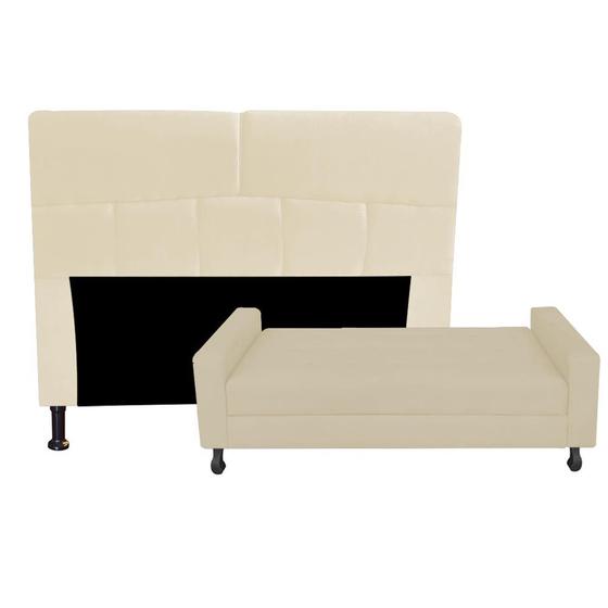 Imagem de Kit Félix com Cabeceira Dona 90 cm Solteiro Baú Quarto Sala Suede Bege - Damaffe Móveis