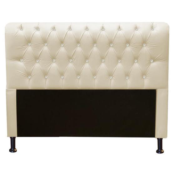 Imagem de Kit Félix com Cabeceira Lady com Strass 1,95 cm King Size Baú Quarto Sala Suede Bege - Damaffe Móveis