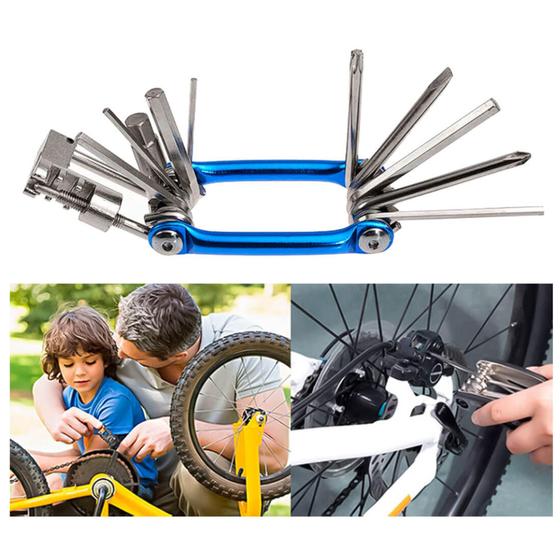 Imagem de Kit Ferramenta Bicicleta 14 Funções Chaves compostas de aço inoxidável Allen Fenda Phillips Torx