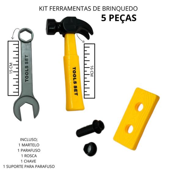 Imagem de Kit Ferramenta de Brinquedo Infantil Furadeira,Parafuso e Acessórios - 10pçs para crianças