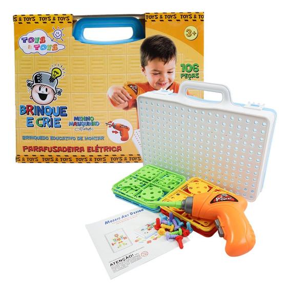 Imagem de Kit Ferramenta Infantil Parafusadeira De Brinquedo De Montar