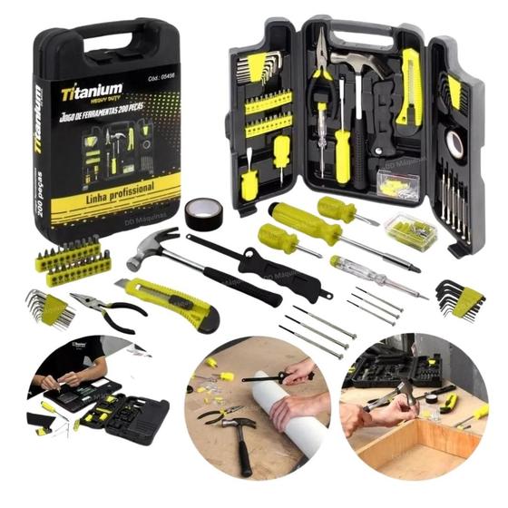 Kit Ferramentas C/200 Pçs Linha Profissional 05456 Titanium Imagem de Kit Ferramentas C/200 Pçs Linha Profissional 05456 Titanium