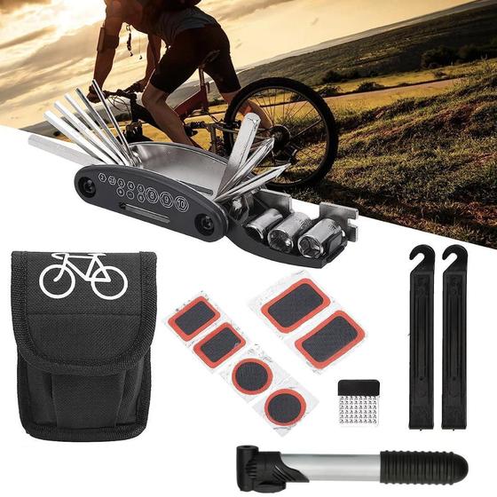 Imagem de Kit Ferramentas Chaves Bike Bomba Remendo Reparo Bicicleta