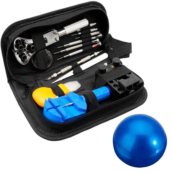 Imagem de Kit ferramentas completo reparo relógios + bola saca fundo